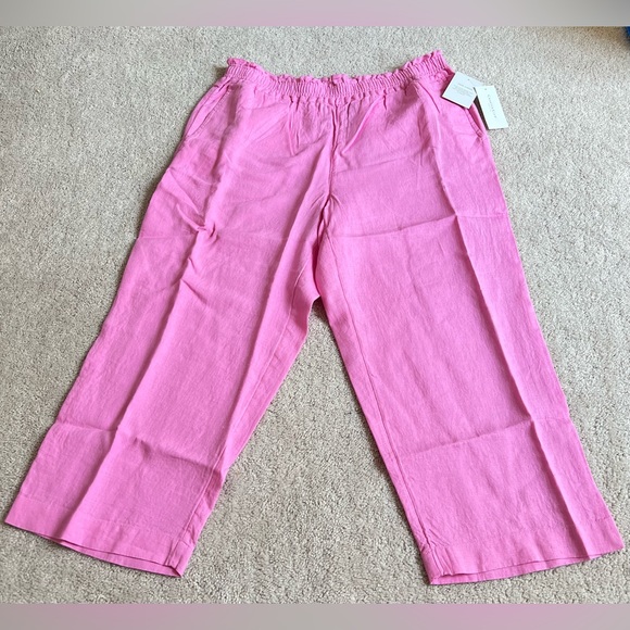 Charter Club Linen Cropped Pull-On Pink Bubble Bath Pants - Size LP - Picture 4 of 8